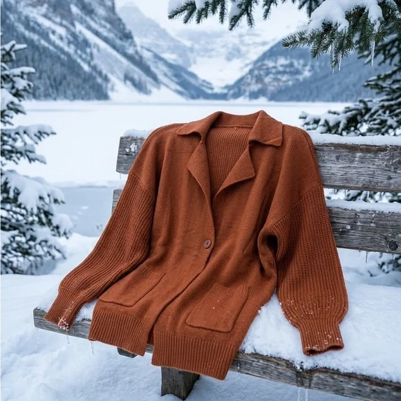 Elegant Rust Cardigan for Women - Picture 1 of 1